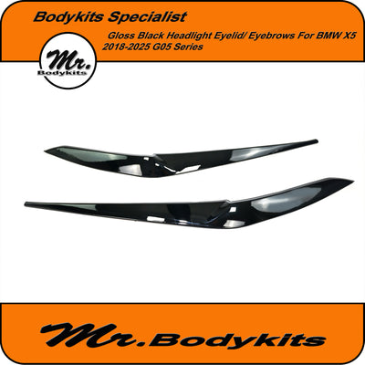 BMW X5 G05 2018-2025 Gloss Black Painted Headlight Eyelid, Left And Right Hand Set