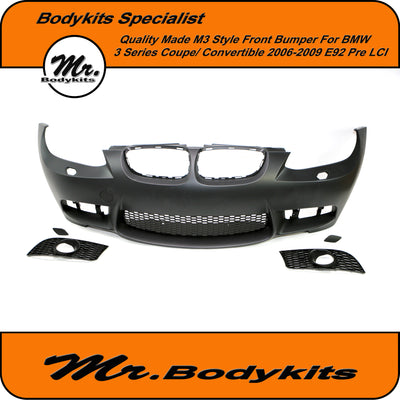 Quality M3 Style Plastic Made Front Bumper For BMW 3 Series  E92/E93 (non-M3) 06-09 Pre-LCI
