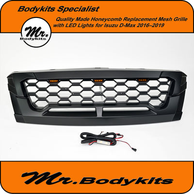 Isuzu D-Max Blackout LED light Honeycomb Front Bumper Grille 2016-2019 , By Mr Bodykits