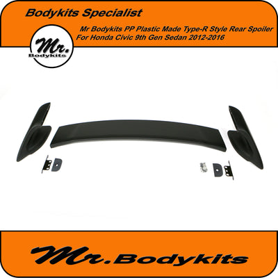 Mr. Honda Civic Sedan 9th Gen 2012-2016 Type-R Style Rear Spoiler, Plastic Made