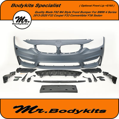 M4 Style Front Bumper For BMW F32/ F33/ F36 4 Series 2013-2020, Optional Front Lip +$195
