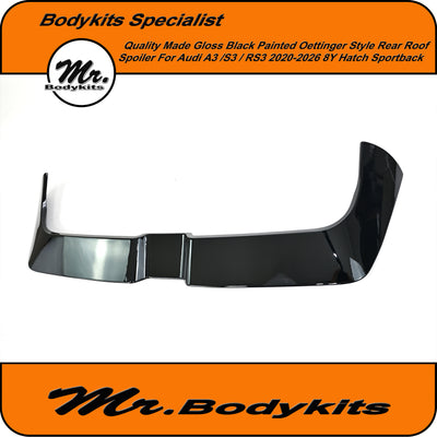 Oettinger Style Roof Spoiler Wing For Audi A3 S3 RS3 2020-2026 8Y Hatch Sportback, Gloss Black Painted