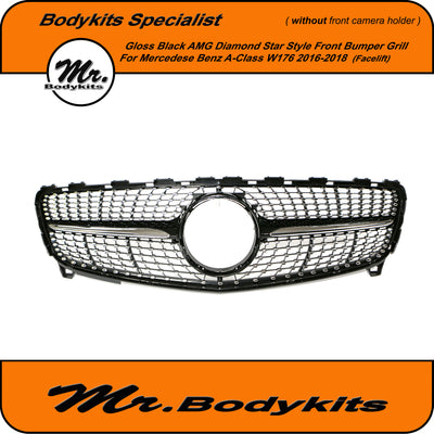 Mercedes Benz A-Class W176 Diamond Star Style Front Bumper Grille for 2016-2018