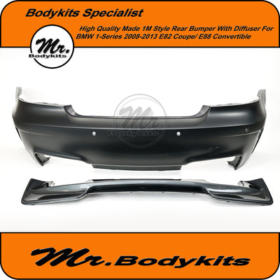 Quality 1M style Rear Bumper With Diffuser For BMW 1 Series E82/E88 Coupe/Convertible 08-13