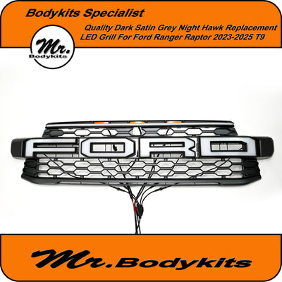 Ford Ranger Raptor 2022-2025 T9 Night Hawk Front LED Grille (Quality Painted),by Mr Bodykits