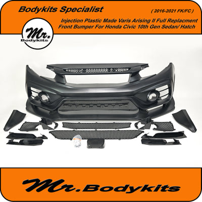 Honda Civic 2016‑2022 Varis Full Front Bumper–Injection Plastic Body Kit (10th Gen Hatch/Sedan)