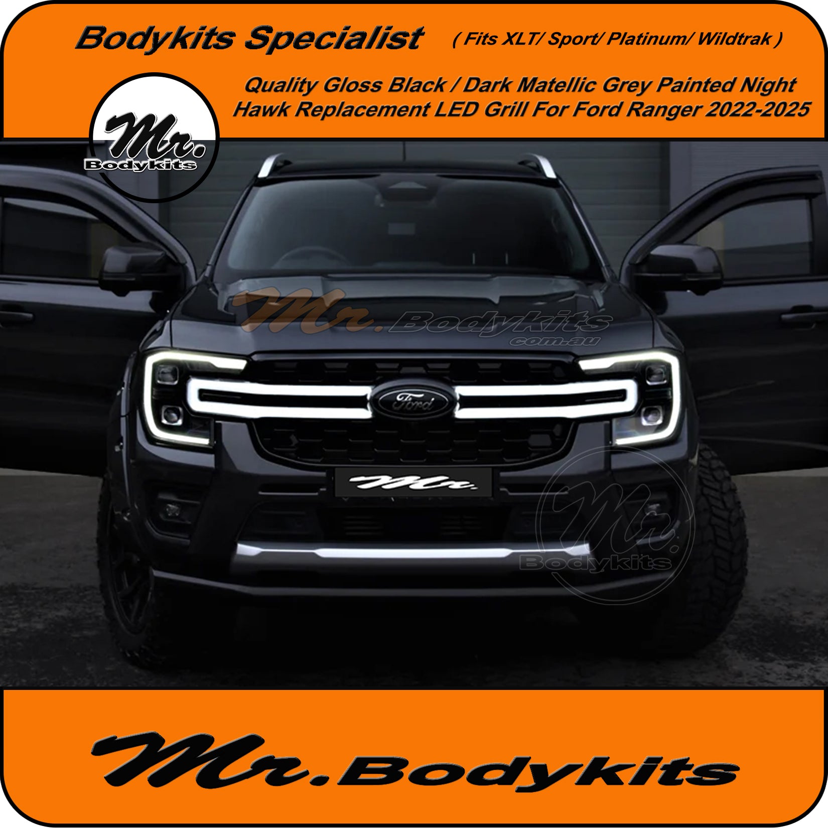 Painted Night Hawk Front LED Grille Suit Ford Ranger T9 / Ford Everest ...