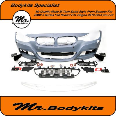 BMW F30 F31 Plastic M-Tech Sport Front Bumper For 3 Series Sedan / Wagon 2012-2015 (Pre-LCI)