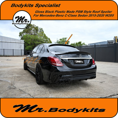 Gloss Black Finished PSM Style Rear Roof Spoiler For Mercedes Benz C-Class W205 2015-2020
