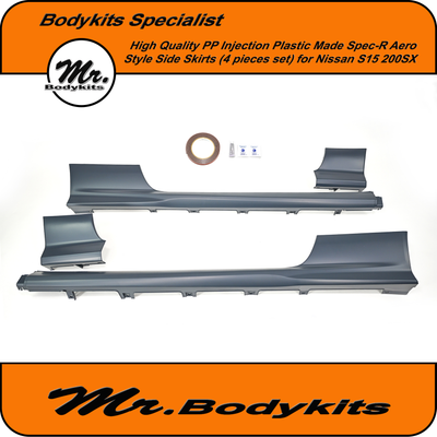 Spec-R Aero Style Plastic Side Skirt Bodykits For Nissan S15 200SX, Quality PP Injection Made