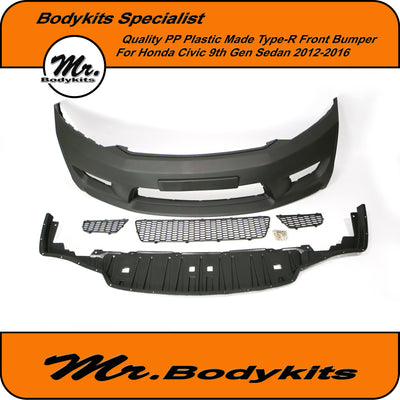 Honda Civic 9th Gen 2012-2016 FB Plastic Type-R Front Bumper Bar, w/Optional Front Lip