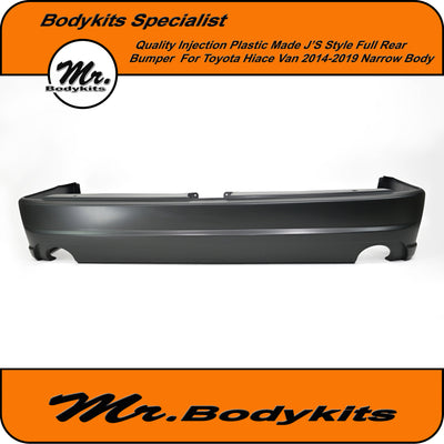 Toyota Hiace 2014-2019 Narrow Body J's Style Full Rear Bumper, Quality Injection Plastic