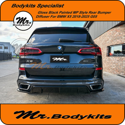 BMW X5 2018-2025 G05 M-performance Style Rear Diffuser for M-Sport Bumper, Gloss Black
