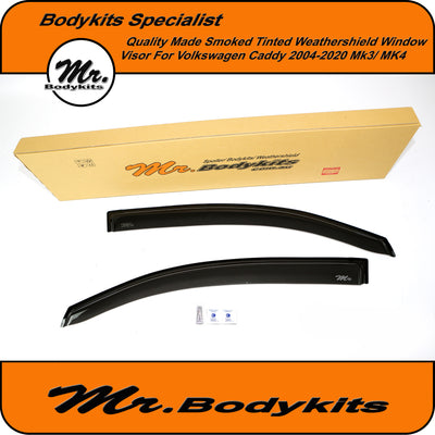 Premium Smoked Front Window Weather Shields / Visors for VW Caddy 2004–2020 2K (2PCS)