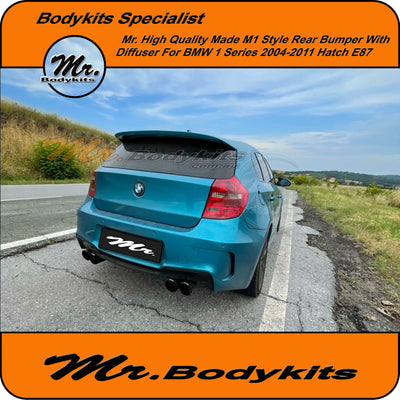 BMW 1 Series 2004-2011 E87 Hatch M1 Style Rear Bumper With Painted Diffuser, Mr Bodykits