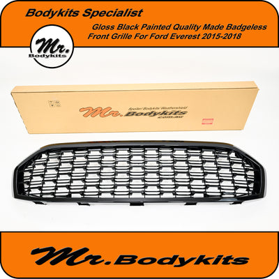 Gloss Black Painted Replacement Front Grille Suits Ford Everest 2015-2018 Mr Bodykits