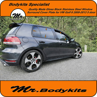 Volkswagen VW Golf 6, 5 Door Hatch stainless steel Gloss Black window Trim cover plate 2009-2015
