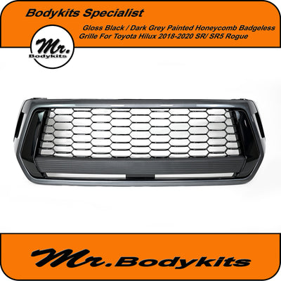 Toyota Hilux 2018-2020 N80 Gloss Black/ Grey Honeycomb Front Grille, SR SR5 Rogue