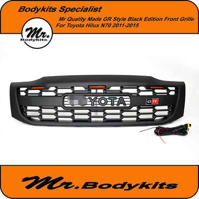 Toyota Hilux 2011-2015 N70 Black Edition GR Style LED Front Grille, Mr Bodykits
