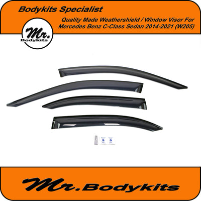 Mercedes Benz C-Class W205 Weathershield Window Visor For 2014-2021, By Mr Bodykits