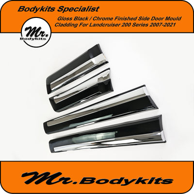 Toyota Landcruiser 200 Series  2007-2021 Gloss Black/Chrome Body Door Mould Cladding