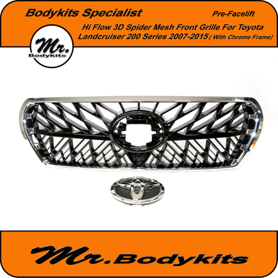 Toyota Landcruiser 200 Series Spider Mesh Front Grille (Chrome Surround) for 2007-2015 (Pre-Facelift)
