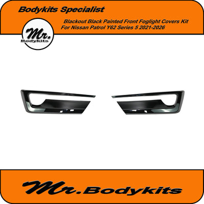 Blackout Black Painted Front Foglight Covers Kit For Nissan Y62 Patrol 2020-2026 (Ti-L model only)