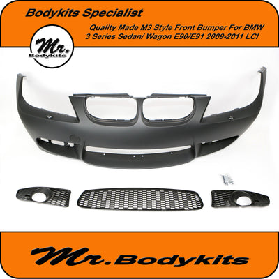 Quality BMW 3 Series E90/E91 (non-M3) 2009-2011 LCI M3 Style Front Bumper