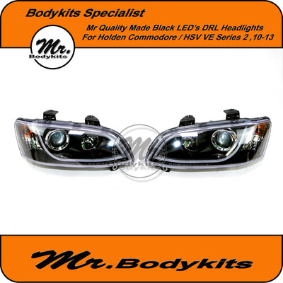 Mr DRL LED's Black Projector Headlights For Holden Commodore/ HSV VE Series 2, 10-13