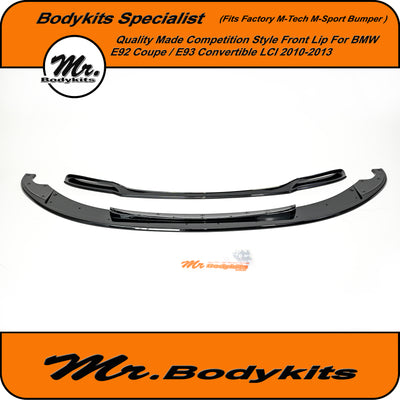 Competition Style Front Lip Splitter For BMW BMW E92 / E93 2010-2013 3 Series, Gloss Black