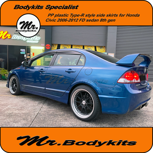 FD2 Type-R Style Side Skirts Suit Honda Civic FD 2006-2012 8th Gen Sed ...