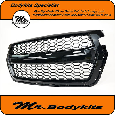 Isuzu D-Max Gloss Black Painted Honeycomb Front Bumper Grille 2020-2023, By Mr Bodykits