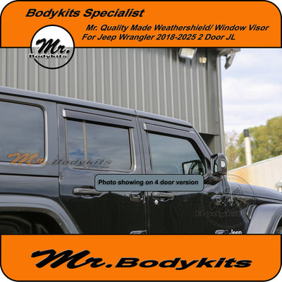 Mr Bodykits Quality Weathershield Window Visor For Jeep Wrangler 2018-2024 JL 2 Door (Set of 2)