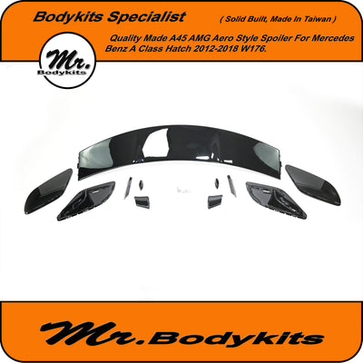 Quality Mercedes Benz W176 A45 AMG Aero Style Rear Spoiler For A-Class 2012-2018, Gloss Black 2K Painted