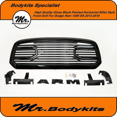 Quality made Gloss Black Painted Front Grill For Dodge Ram 1500 DS 2013-2018