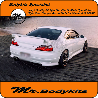 Spec-R Aero Style Plastic Rear Bumper Apron Pods For Nissan S15 200SX, Quality PP Plastic Made