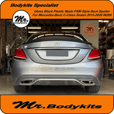 Gloss Black PSM Style Rear Boot Spoiler For Mercedes Benz C-Class W205 2015-2020