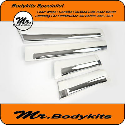 Toyota Landcruiser 200 Series 2007-2021 Pearl White/Chrome Body Door Mould Cladding