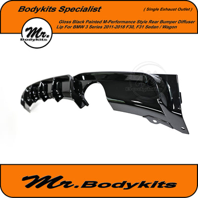 M Performance Style Rear Bumper Diffuser Lip For BMW 3 Series 2011-2018 F30/ F31, SIngle