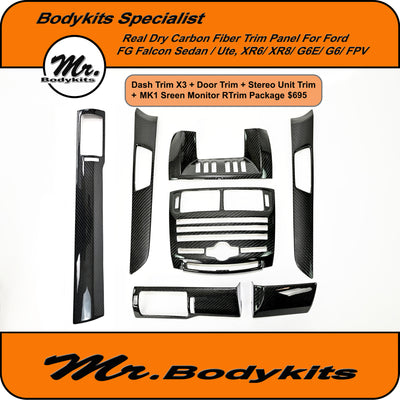 Ford FG Falcon Real Dry Carbon Fiber Dash Trim Cover Panel, XR6, XR8, G6. G6E, FPV (MK1 2006-2011 only)