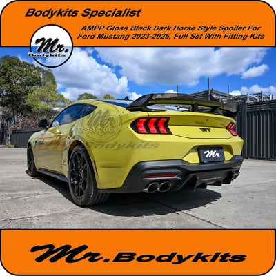 Gloss Black Dark Horse Style Rear Spoiler Suits Ford Mustang 2023-2026, S650