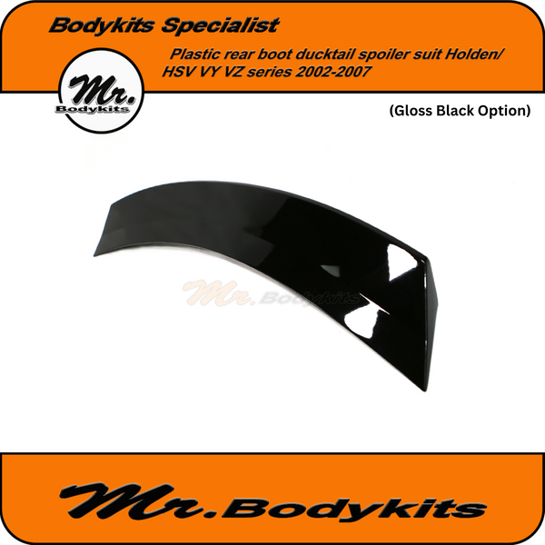 Unpainted Black Plastic Rear Ducktail Spoiler Wing For Holden Commodore VT VX (1997-2002)