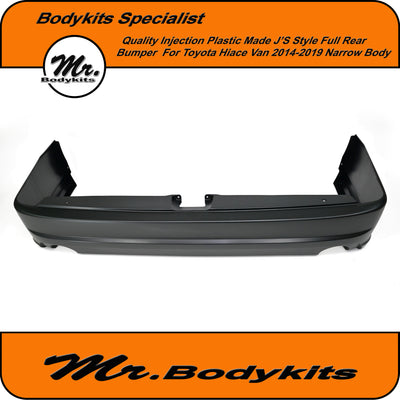 Toyota Hiace 2014-2019 Narrow Body J's Style Full Rear Bumper, Quality Injection Plastic