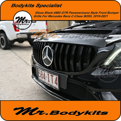 Mercedes Benz W205/C205 C-Class 2019-2021 AMG GT Style Front Bumper Grille, Panamericana