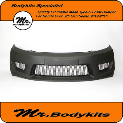 Honda Civic 9th Gen 2012-2016 FB Plastic Type-R Front Bumper Bar, w/Optional Front Lip