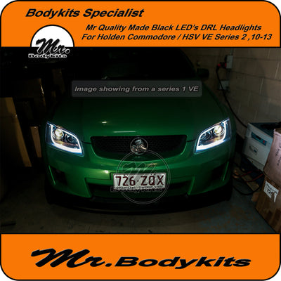 Mr DRL LED's Black Projector Headlights For Holden Commodore/ HSV VE Series 2, 10-13