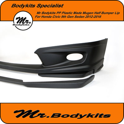 Honda Civic 9th Gen 2012-2016 FB Plastic Mugen Front Bumper Lip For Factory Bumper