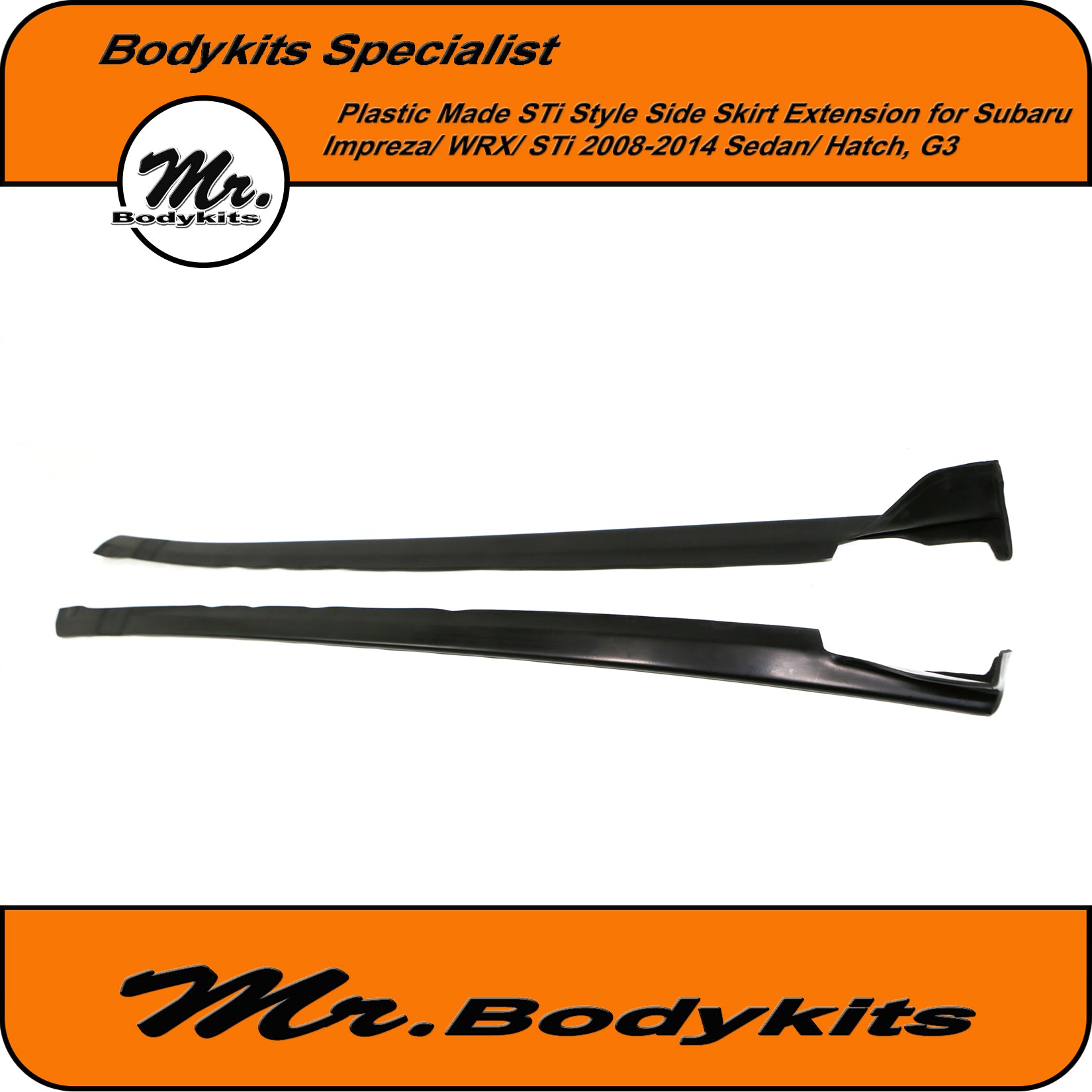 SR2 MOTOR PU Side Skirt & Rear Bumper Lip Kit – Spats & Cap Spoiler For 2002-2007 Subaru Impreza WRX – Unpainted Black