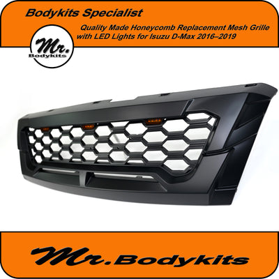 Isuzu D-Max Blackout LED light Honeycomb Front Bumper Grille 2016-2019 , By Mr Bodykits