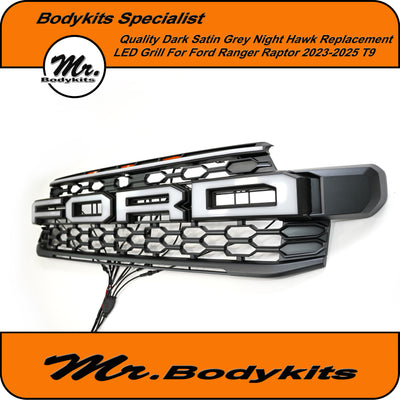 Ford Ranger Raptor 2022-2025 T9 Night Hawk Front LED Grille (Quality Painted),by Mr Bodykits